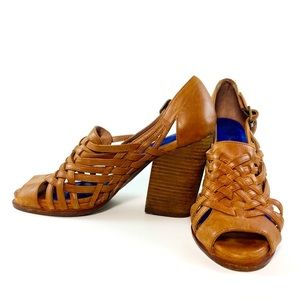 Jeffrey Campbell Brown Leather Handmade Block Heel